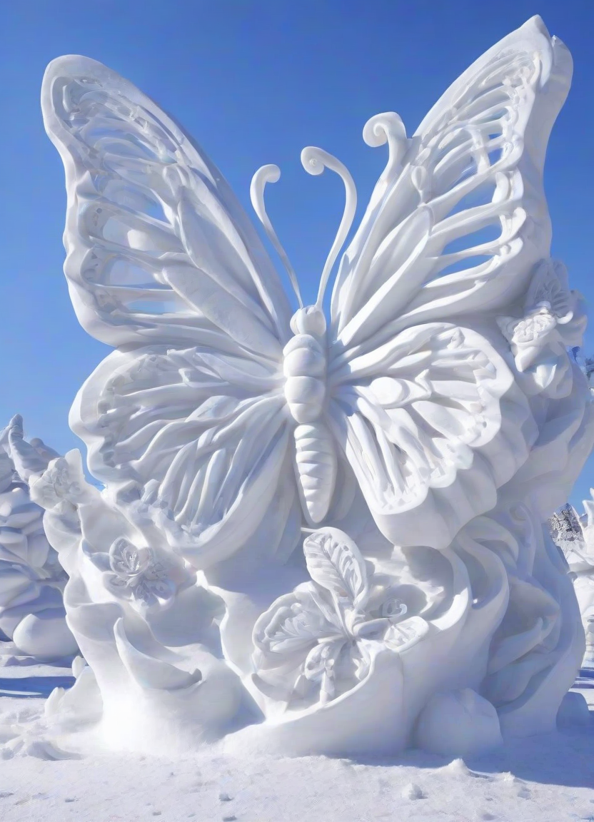 <lora:PE_SnowSculpture:0.8 >  PESnowSculpture,Snowsculpture,
beautiful butterfly
masterpiece, high resolution, octance 4k, high detail,