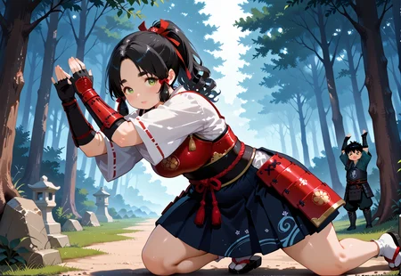 IllusP0s, PonyScores7, source_anime, ah1, IllustriousQual, interesting, exciting, spectacular, wonderful,
BREAK <lora:xl_more_art-full_v1:0.2>, <lora:aesthetic_anime_v1s:0.2>, <lora:EpicF4nta5yXL:0.2>, <lora:detailxl:0.2>, detailxl, <lora:Fant5yP0ny:0.2>, amazing quality, best aesthetic, absurdres, illustration, Volumetric_Lighting, ultra-detailed, very aesthetic, intricate details, best_quality
BREAK ((Legs apart, arms up,)),
BREAK Stable_Yogis_PDXL_Positives, AS-Adult, <lora:Complicated fantasy portrait - XL Pony V2.0:0.2>, bad-hands-5, <lora:HDA_Detailer:0.3>, <lora:natsumi_style:0.5>, <lora:by_usakun-pony:0.4>, by usakun, <lora:Akina_Bbw_Style_-_PonyXL:0.2>, AkinBw, ((Ground level, (from side), focus on feet)),
BREAK 1girl, mature female, (curvy), round-chin, caucasian, <lora:ETO_OC_Illustrius:0.5>, eto_oc, skindentation, (plump), thick thighs, wide hips, busty, voluptuous, <lora:venus body PonyXL:0.3>, <lora:shinyskin2:0.2>, glistening skin, HDA_FatGirlXL,  big breasts, large breasts,
BREAK ((<lora:genshin_Kamisato_cosplay_v1:0.8>, kamisato cosplay costume, cosplay, ponytail, hair ornament, ribbon, hair ribbon, japanese clothes, armored dress, japanese armor, arm guards, fingerless gloves, tabi, tress ribbon, sandals, tassel)),
BREAK (curly hair), long hair, (black hair:1.4), (parted hair:1.7), messy hair, kinky curls, <lora:hairdetailpxl:0.2>, hairdetailpxl,
BREAK (half green and brown eyes), (colorful eyes), (multicolored eyes), (downturned eyes:1.4), <lora:expressive eyes:0.2>, expressive eyes, <lora:eyedetailpxl:0.2>, eyedetailpxl, <lora:Eyes_High_Definition:0.2>, EyesHD, (round face:1.2), (thick eyebrows:1.3), (plump face), <lora:Round_face:0.2>, lips, 
BREAK ((>3< expression)), <lora:Expressive_H:0.2>, Expressiveh, <lora:Emotional_Anime_Expressions_PonyXL_Concept:0.2>, emotional, <lora:Best_Facial_Expression_LoRA_PONY:0.2>, looking at viewer, <lora:Detailed expressive EXEV style -XL Pony V1.0:0.2>, FaceDetail,
BREAK (((a hidden sacred glade, surrounded by dense forest, with a natural altar formed by stones and a sense of quiet and sanctity))), <lora:Background Detailer - SDXL:0.8>, 4k, 8k, Ultra HD, Masterpiece, Best quality, Detailed background, <lora:Add_more_details_V2_XLpony:0.4> full_details,