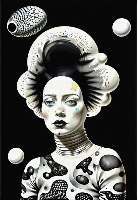 raw sketch of interwoven concrete cement pebbles cob cobblestone shell scales, by Bellmer, by Malevitch, by Kandinsky, Surreal psychedelic bizarre, psychedelic hallucination, pop surrealism, rough crosshatch drawing pop art Lunatic_Portrait of a young woman in latex Avant-garde Fashion page, slick back, low bun, black makeup, sinister expression, intense glare, (melting flesh covered in moss, rot, mold, bubbles, droplets:1.5), avant-garde, abstract, weird, geometric, constructivism, suprematism, rayonism, verticism, lineism, tj
