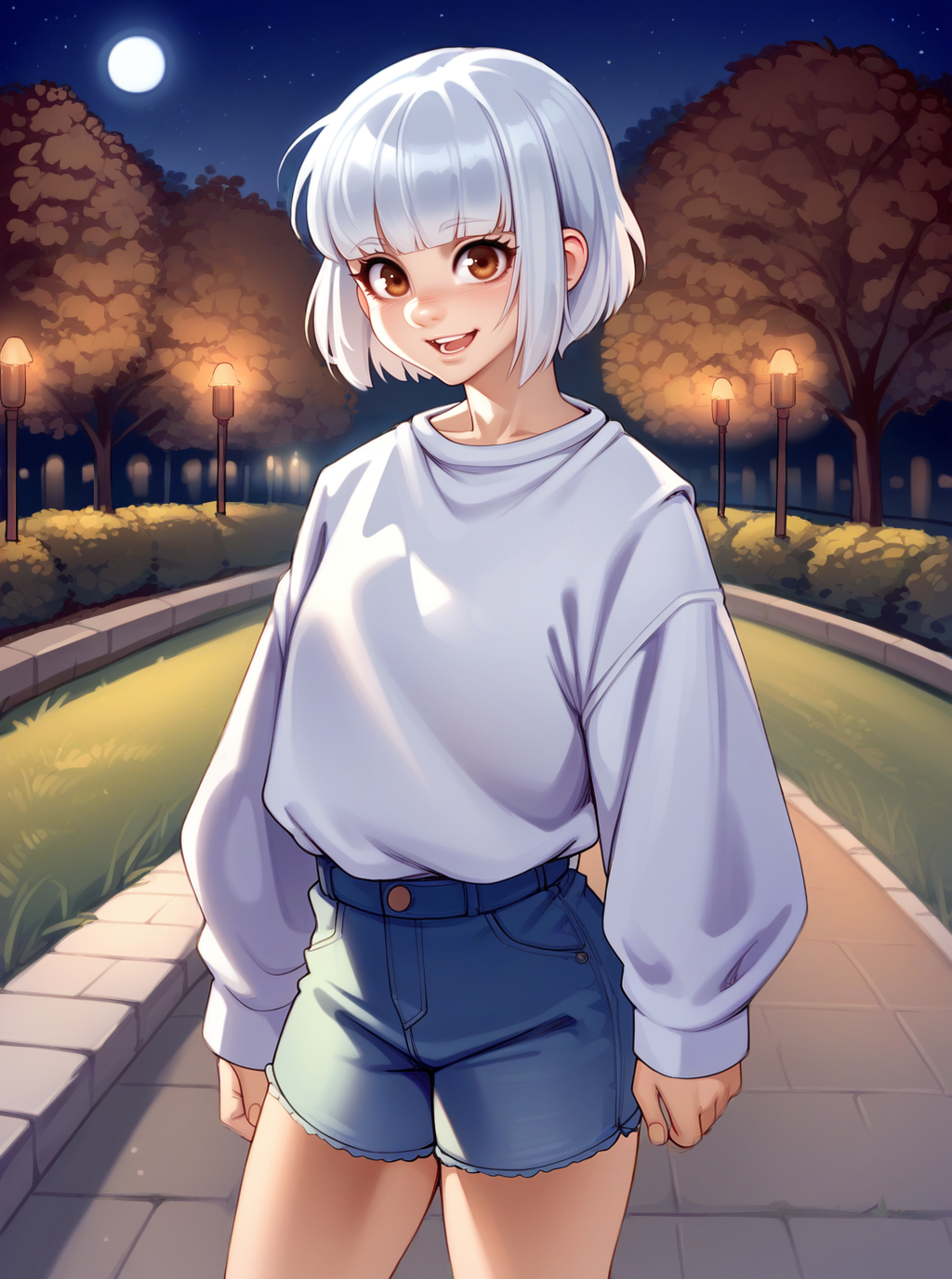 score_9, score_8_up, score_7_up, source_anime, solo, 1girl, , , thin fringe, medium hair, , park, night, , , kairunoburogu,  <lora:kairunoborugu_PDXL-000001:1>