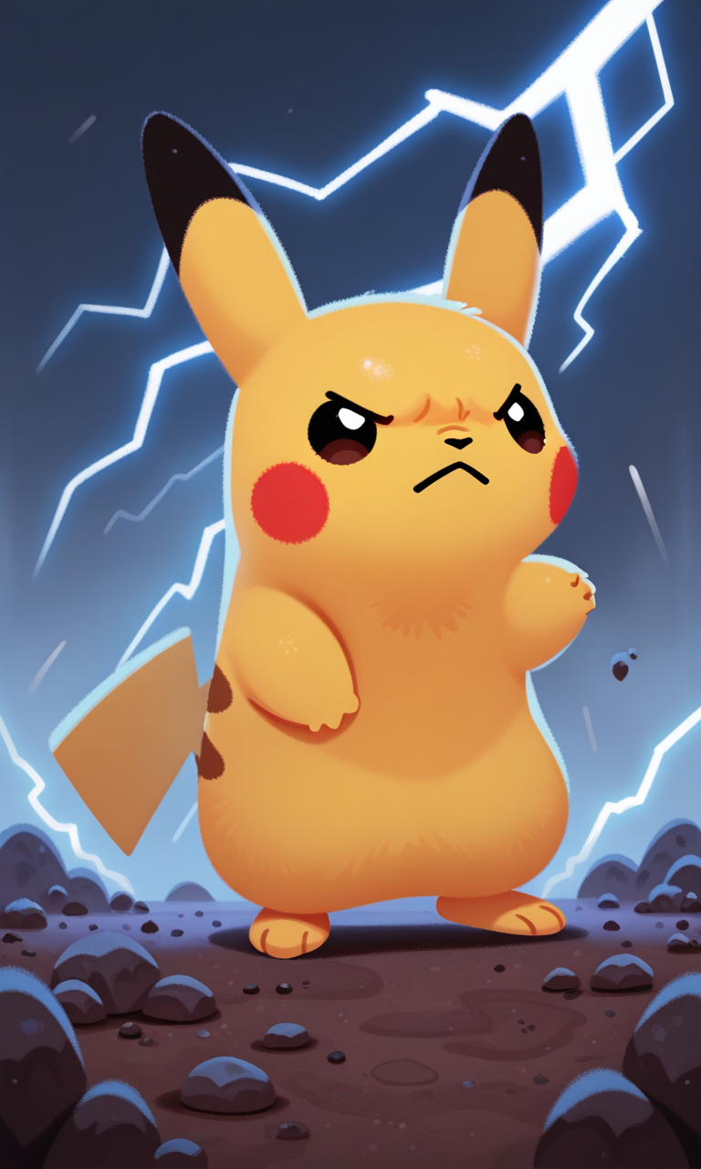 embedding:IllusP0s, pikaole, pikachu, determined, lightning, determined, cute, embedding:IllustriousQual, embedding:Smooth Quality,<lora:pikaole_ill.safetensors:1.0:1.0>