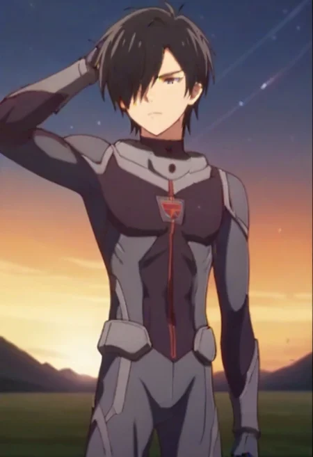 ((masterpiece)), ((best quality)), ((ultra-detailed)), ((absurdres)), score_9_up, score_8_up, score_7_up,
HD, top quality, best quality, amazing quality, High-quality illustrations, anime screencap, source_anime, best aesthetic, perfect proportions, perfect eyes, 1boy, 1male, solo boy, solo male, male focus, solo male focus, Anime, boy, male anime character, anime boy, handsome, cute, charming, Ulgar Zweig, black hair, hair over one eye, gray eye, ((gray bodysuit)), ((toned body, lean body)), ((full body shot, head to feet shot)), ((front shot, front view, facing front)), ((sunset)), easynegative, updn, Expressiveh, masterpiece, best quality, very aesthetic, absurdres