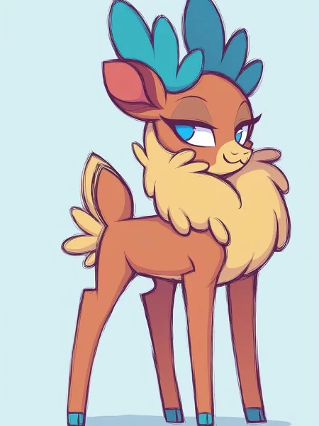 source_furry,
score_8,
score_6.
score_7,
2d,
anime,
<1girl:1.5>,
<solo:1.5>,
<simple background:1.5>,
<white background:1.5>,
reindeer,
reindeer_girl,
feral,
velvet_fherds, no humans, reindeer_girl, blue eyes, solo, full body, smile, standing, closed mouth, blue background, simple background, feral,
<lora:Velvet_Fightin_Herds_Pony_SDXL:1> velvet_fherds,
<lora:Pony_DetailV2.0:1>,