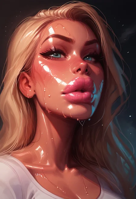 (score_9, score_8_up, score_7_up), score_6_up, best quality, masterpiece, extreme detail, perfect lighting, 4k, 2d, rating_explicit, nsfw, very detailed, best quality, highly detailed texture, depth of field, perfect soft lighting, best shadows, perfect reflections, volumetric, detailed image, high resolution, 5k resolution:1.0, raw, movement, motion, movement lines, speed lines steam, sweat, concept art, realistic, source_anime, masterpiece, sinfully stylish, shadows, soft light
BREAK,
(Emma Frost:1.2), (latina female:1.3), (gorgeous face with thick lips and sharp jaw:1.3), very aesthetic, girl, (skin detail:1.3), (shadows:1.3), (upper body shot, lips focus, lips close-up, extreme lips close-up, dutch angle, cowboy shot:1.3), (close-up, extreme close-up:1.8), (sweat drops, sweat, steamy, shiny lips:1.3), (front angle;1.4), (score_9, score_8_up, score_7_up), score_6_up, best quality, masterpiece, extreme detail, perfect lighting, 4k, 2d, rating_explicit, nsfw, very detailed, best quality, highly detailed texture, depth of field, perfect soft lighting, best shadows, volumetric, detailed image, high resolution, 5k resolution:1.0, raw, movement, motion, movement lines, speed lines steam, sweat, concept art, realistic, source_anime, masterpiece