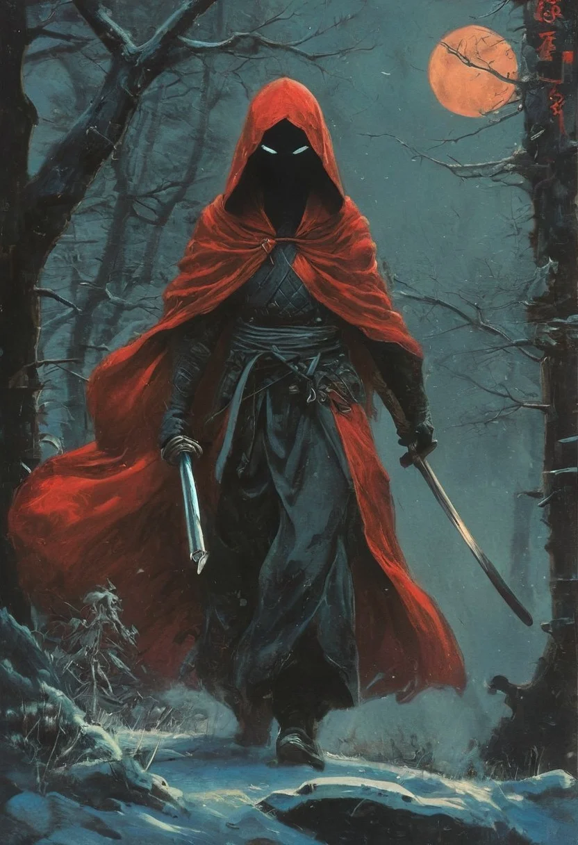 satan monks ronin army ,hundreds, india architecture, strong bright , The neon hues of her aura paint the air, a vivid testament to her inner strength and focus. distant shot, An intense action scene a beautiful japan ninja girl wearing a red hooded cloak and white mask, dark crow standing on her shoulder, 6crow, snow at night, dark lighting, horror, (((hand up))), carrying a katana, sad, cobblestone path with winter and bloody snow, japan vilage, hyper detailed comprobo weapon, holding bloody sword, battoujutsu, battoujutsu stance, ready to draw, sheathed, unsheathing, scabbard, fighting stance, extremely intricate detail character, accurate depiction of character, correct body anatomy, correct hands and fingers, extremely intricate skin and facial texture detail, design, extreme dynamic pose, sfw, sharp background detail, wide shot, intimidating retro 90's, red, black, science fiction, a dark sky lit by the glow of distant moons and neon lights. rockpunk, yoji shinkawa, James Jean, Ayami Kojima, village. colorful (polaroid:0.7) with vibrant colors, (vacations, high resolution:1.3), (small, selective focus, european film:1.2), (sexual advance:1.1), ,end of hopes ,silence, extremely detailed,dark,sad, easy negative, digital artwork by Beksinski, extremely detailed, dark, chiaroscuro, low-key,in the style of Kelly Slater ,style by Kelly Slater,closeup,digital artwork by Beksinski, style of Kelly Slate, human in red robe with cloacked face but the withs of a lacewing bug