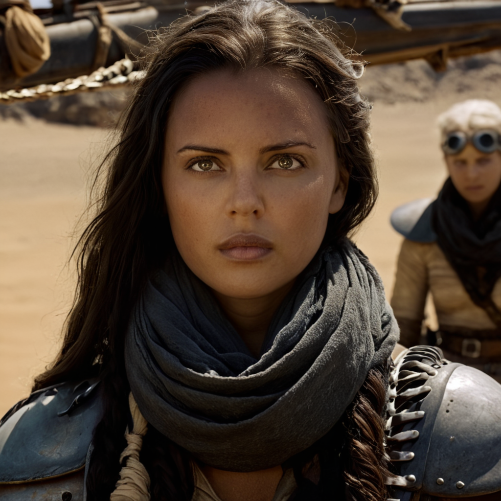 cinematic film still of <lora:add-detail-xl:0.1>1
<lora:detailed:0.2>
<lora:perfection style:0.2>
<lora:eyetune:0.5>
<lora:xl_more_art-full_v1:0.3>
<lora:Ron Fricke style:0.3>
 <lora:Unreal Engine style:0.2>
<lora:TeethXL:1>
 <lora:Chiaroscuro Lighting Style:0.3>
 <lora:Mad Max Fury Road style:1>
In a dystopian world - The collapse of society Young Warrior Woman a woman with a horse head and a scarf on,solo,long hair,looking at viewer,black hair,1boy,upper body,male focus,outdoors,scarf,armor,facial hair,scar,scar on face , action movie themed, sharp, detailed, epic cinematic photography, artistic, dramatic light, cinematic color style, Kodak film style, Mad Max Fury Road style, shallow depth of field, vignette, highly detailed, high budget, bokeh, cinemascope, moody, epic, gorgeous, film grain, grainy