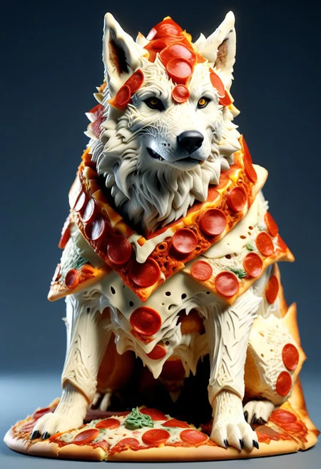 (HD, masterpiece, best quality, ultra detailed), pg-rated, a direwolf made out of pizzasdx, add-detail-xl, xl_more_art-full_v1<lora:Pizza_World_Morph_SDXL.safetensors:1.0:1.0> <lora:add-detail-xl.safetensors:0.8:0.8> <lora:xl_more_art-full_v1.safetensors:0.8:0.8>