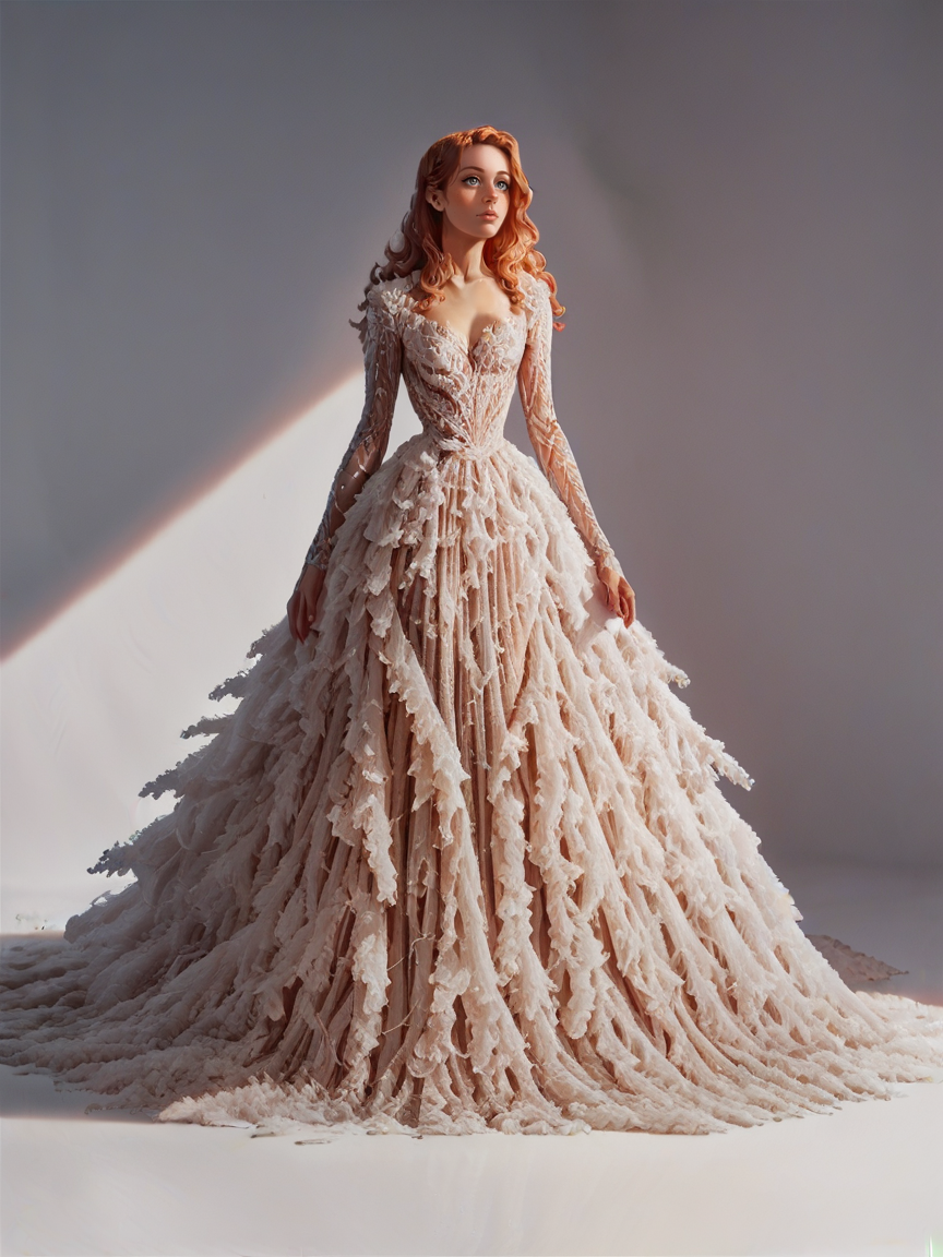 score_9, score_8_up, score_7_up, score_6_up, score_5_up, score_4_up, woman,  <lora:s4ltXLP2:0.6> s4lt, white gown, long hair, purple background, ginger hair, full body, crystals,