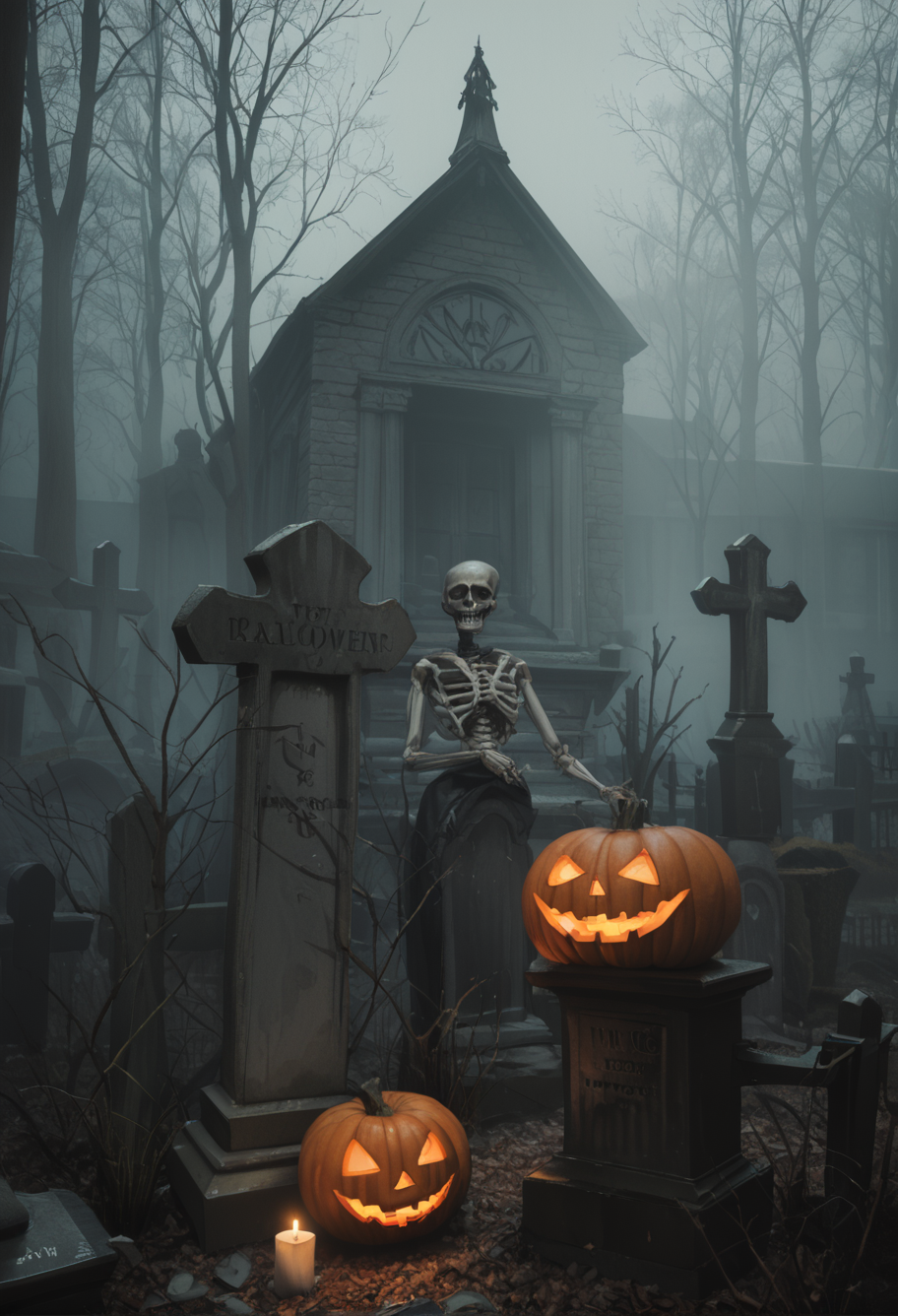 ,ruanyi1439,tombstone,fog,
halloween,jack-o'-lantern,candle,black background,skeleton,<lora:1439 cemetery_v1_pony:1>, score_9,score_8_up,score_7_up,,8k,solo,,