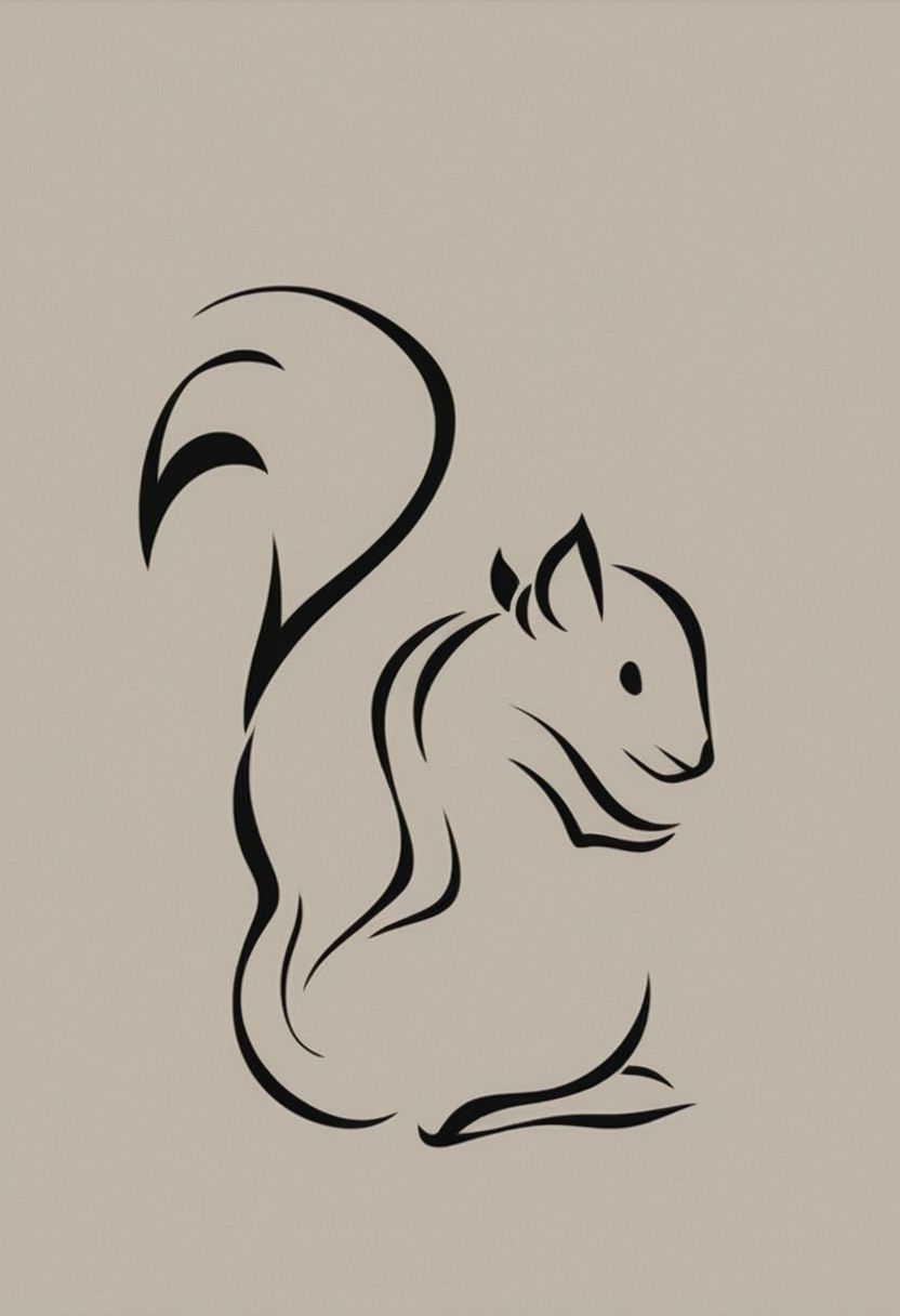 score_9, minimalism, greyscales, squirrel