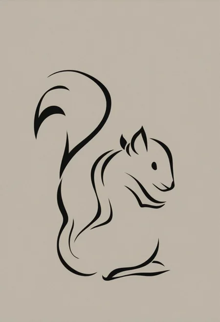 score_9, minimalism, greyscales, squirrel