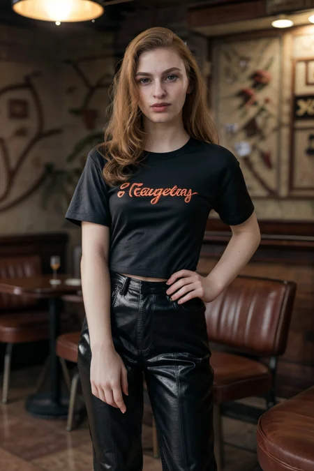 <lora:LCM_LoRA_Weights_SD15:1>,<lora:detail_slider_v4:1.1>,(stylish greaser) 21year old adult (2Girls:1.3),cameltoe:1.3, Extremely muscular build, extra long ginger hair, chinese, mocha skin, sideburns, wearing a black bowling shirt, black trousers, leather boots, cigarette pack rolled in sleeve, set in the 1950s, in an intimate diner, offering soft lighting, nostalgic decor, cozy booths, an old-fashioned soda fountain, during sunset,(full body:1.3),(full shot:1.3),(wide shot:1.3),(full body portrait:1.3),from outside:1.1,macro photography, extreme close-ups, intricate details, unseen worlds, capturing texture, emphasizing details, revealing beauty in small things, professional lighting, precise focusing, artistic expression, immersive experience, expert technique,