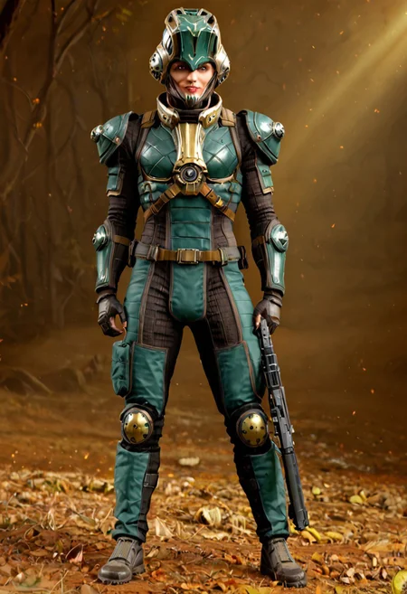 badass Grineer, grineer lancer, teal grineer, Wearing mask, mask on, grineer mask, grineer mask on, yellow eyes, 1boy, grineer lancer outfit, wearing grineer mask, holding gun, grineer gun, grakata, holding grakata,
(Grineer mask), , (dark shot:1.17), ((epic)) realistic, faded, , art, (hdr:1.5), (muted colors:1.2), hyperdetailed, (artstation:1.5), cinematic, warm lights, dramatic light, (intricate details:1.1), complex background, (rutkowski:0.8),((full body:1.9)), by Blizzard entertainment, big armor, l, wearing corpus helmet, low light, facing camera, lot of details, detailed armor, half side portrait, on corpus tileset, (night time),
