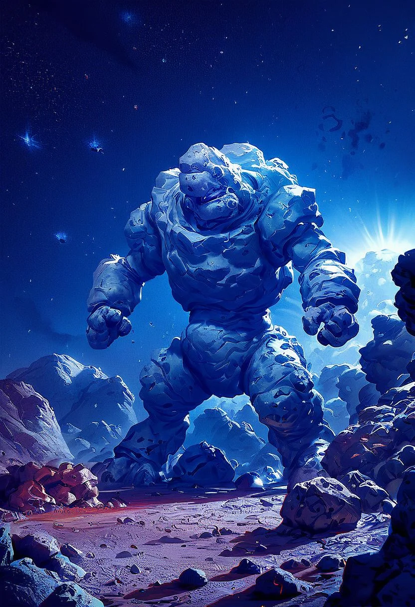 score_9,score_8_up,score_7_up, automaton:.7,
giant rock golem, rough rocks, rough stone, unpolished, dirty, ancient, STANDING, OUTERSPACE, STARTS, ASTEROID ROCK, SPACE, NIGHT