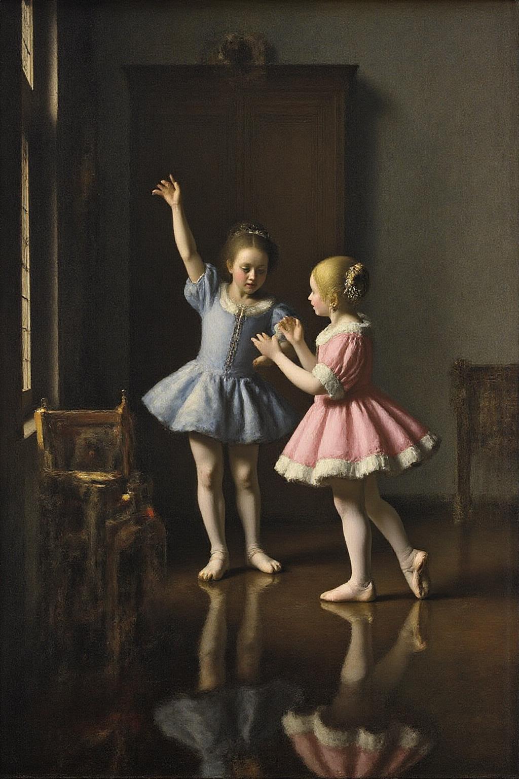 janver1 oil painting. a ballet dancing scene from Swam Lake by Tchaikovsky  <lora:janver3_handc_d6a3e13:1.0><lora:806201731525600341:0>
