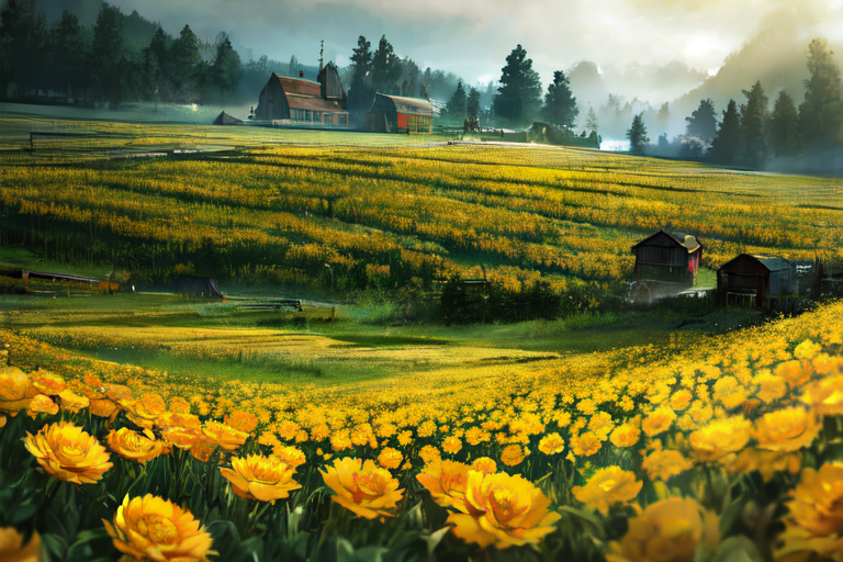 (otherworldly), highly insanely detailed, masterpiece, top quality, best quality, highres, 4k, 8k, RAW photo, (very aesthetic, beautiful and aesthetic), farm, fields, barn, fence, fantfa, <lora:FantasyFarm-10:0.8>, 
1girl, 
(marigold yellow hair ), 
(pure magenta background,transparent background),âââ