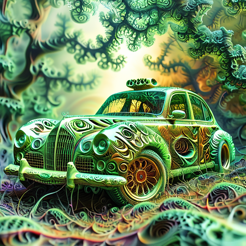 fractalex old car in forest<lora:fractalex:1>