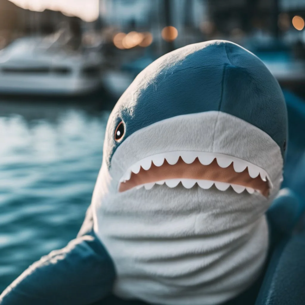 cinematic photo blahaj <lora:BlahajXL:0.9>, stuffed shark, plush toy . 35mm photograph, film, bokeh, professional, 4k, highly detailed