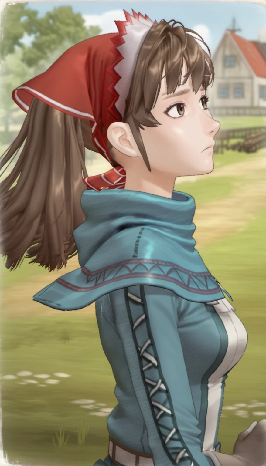 score_9,score_8_up,score_7_up,
<lora:aliciamelchiott:1>,
aliciamelchiot,
realistic,
1girl,solo,
brown hair,twintails,bouncing hair,
looking up,brown eyes,looking to the side,furrowed brow,worried,
headdress,squad leader outfit,blue high-collar,brown gloves,
upper body,
blurry background,bloom,lights particle,outdoors,countryside,wind,vignetting,particle effects,lens flare,
