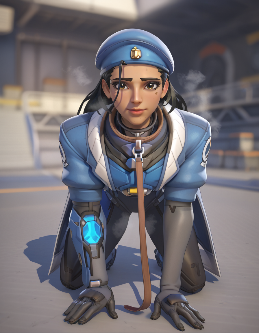 Masterpiece, high-res, 2k, best quality, 2.5d, 1girl,  cpt amari, ana (overwatch) , eye of horus  <lora:cpt_amari_pony-000037:1>  HDA_PetPlayXL_v1.2