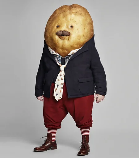 A socially awkward potato WeirdOutfit style <lora:sdxl-WeirdOutfit-Dreambooh:0.8>