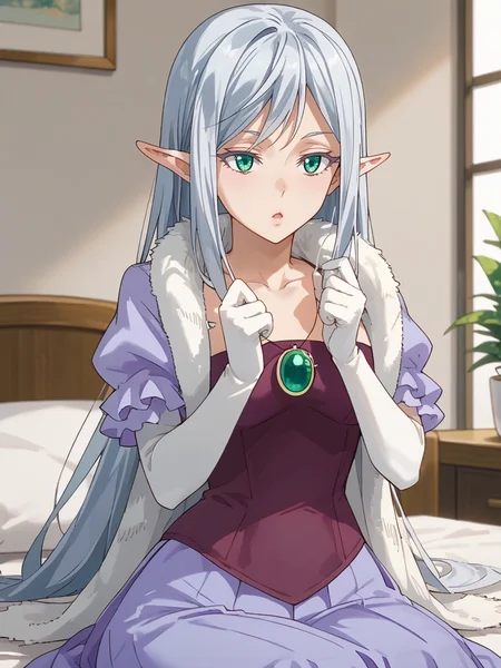 score_9, score_8_up, score_7_up, score_6_up, score_5_up, score_4_up, source_anime, <lora:StS_PonyXL_Detail_Slider_v1.4_iteration_3:3>,cinematic shadow, character focus, detailed skins, soft skins, (cowboy shot:1.4), perfect curvy medium breasts,dynamic pose, <lora:Elmesia_El-Ru_Sarion:1>,elmesia, pointy ears,aqua eyes, bangs,long silver hair,elmesiadress,collarbone, jewelry,necklace,fur trim, white elbow gloves,puffy short sleeves, purple frills,maroon corset, long purple skirt,fur scarf, sitting on knees, begging, hands up,