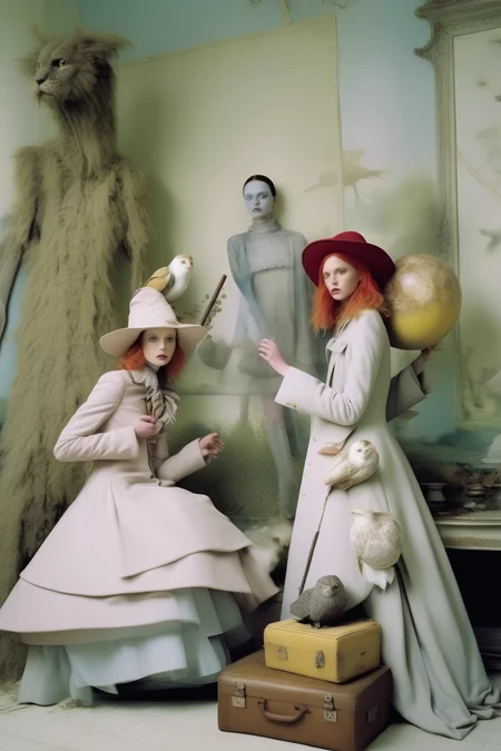 <lora:Tim Walker Style:1>Tim Walker Style - Harry Potter Inspired Fashion Photoshoot