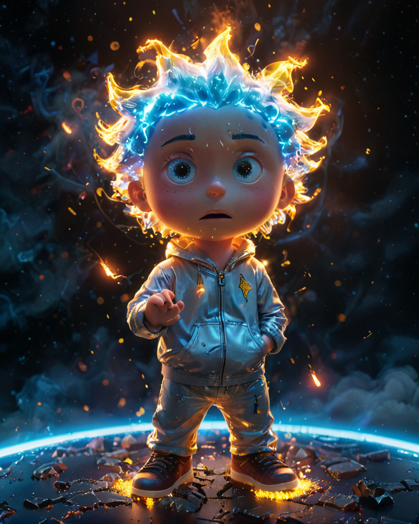 amazing quality, masterpiece, best quality, hyper detailed, ultra detailed, UHD, perfect anatomy, 
magic world, particles the air, energy flow, a full body of a Stewie Griffin , 
<lora:xlMoreArtFullV1.pREw:0.7>, extremely detailed, 
<lora:glowneon_xl_v1:1.0> glowneon, glowing,