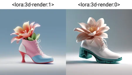 3d render of a shoe, light bloom <lora:3d-render:1>