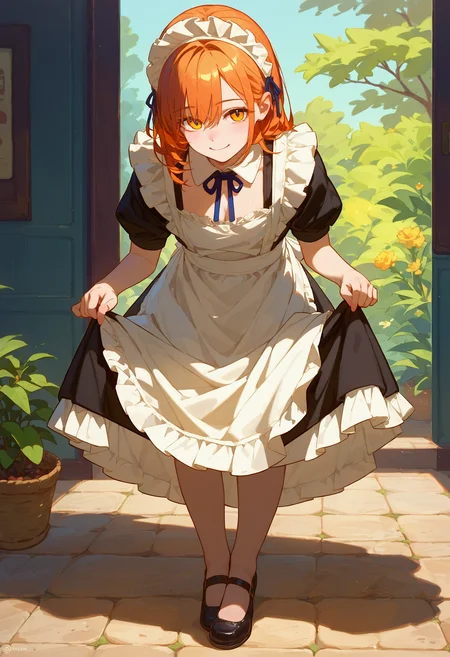 score_9_up score_8_up score_7_up, 1girl, skirt hold bowing, smile, leaning forward, looking at viewer, maid apron
<lora:skirt_hold_bowing_d16:1>