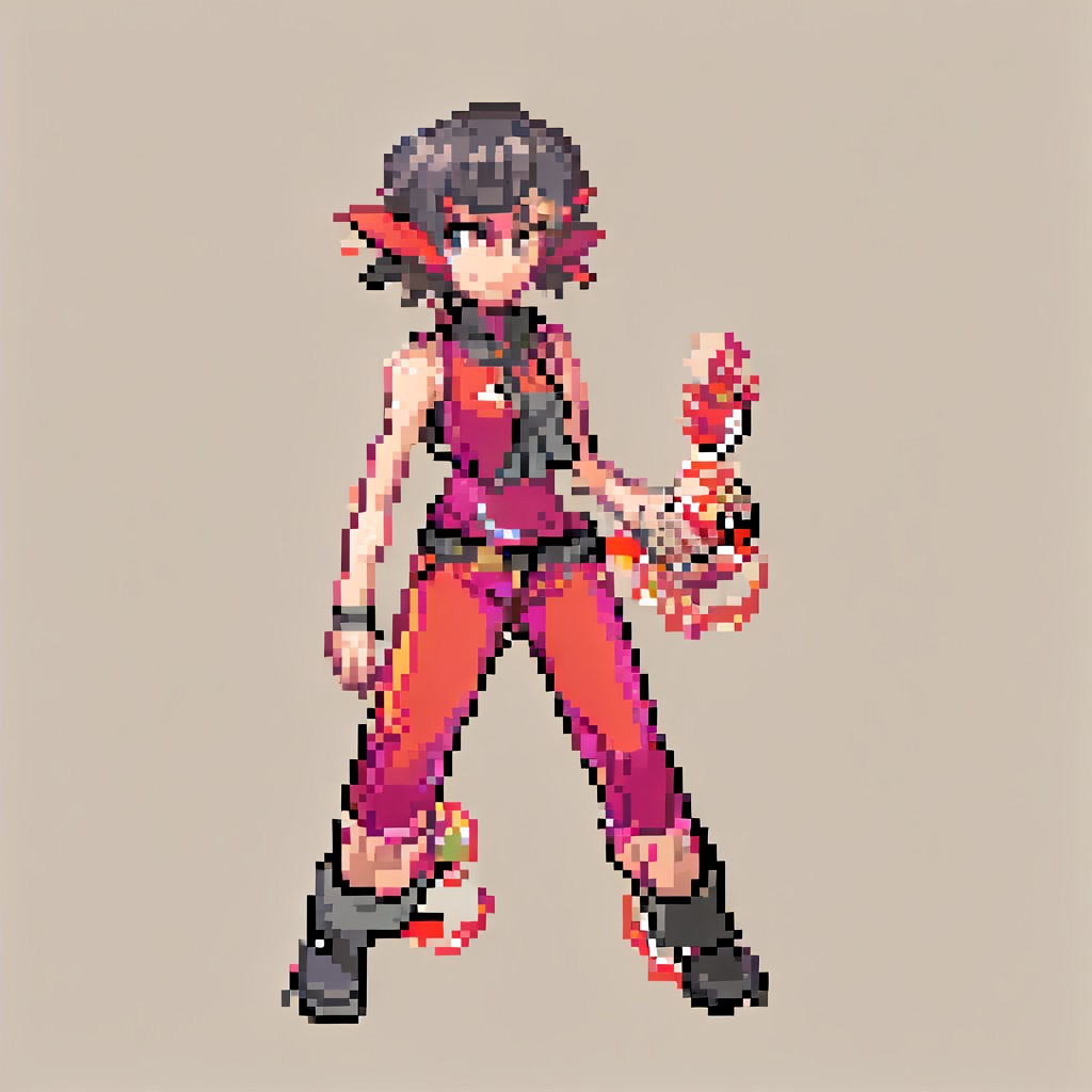 transform it into a female pokemon trainer that rivals the elite four, just genderband him and try to make her look like shes part of mafia
 <lora:pk_trainer_xl_v1-1:1>
 simple background
