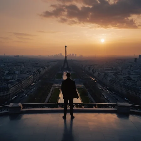 cinematic film still of <lora:silhouette style:1>
A silhouette photo of a view of the eiffel tower from the top of a building,outdoors,sky,cloud,no humans,sunlight,cloudy sky,building,scenery,sunset,sun,tower different shadow patterns, different shadows, cinematic, filmic, different colors, creative cinematography, covered in shadow, perfect shadow, detailed shadow, detailed background, detailed environment, award winning cinematography, casting shadow, film contrast, film saturation, high quality, 8k, silhouette style, shallow depth of field, vignette, highly detailed, high budget, bokeh, cinemascope, moody, epic, gorgeous, film grain, grainy
