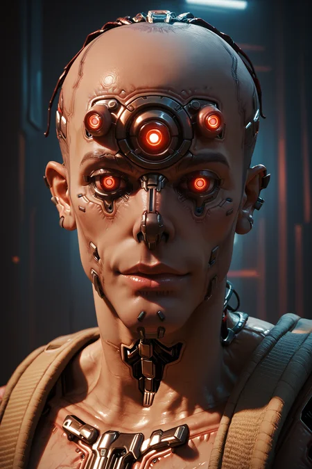 score_9, score_8_up, score_7_up, score_6_up
<lora:CyberDumDum:0.8>
CyberDumDum, 1boy, cyborg, red eyes, extra eyes, looking at viewer, portrait