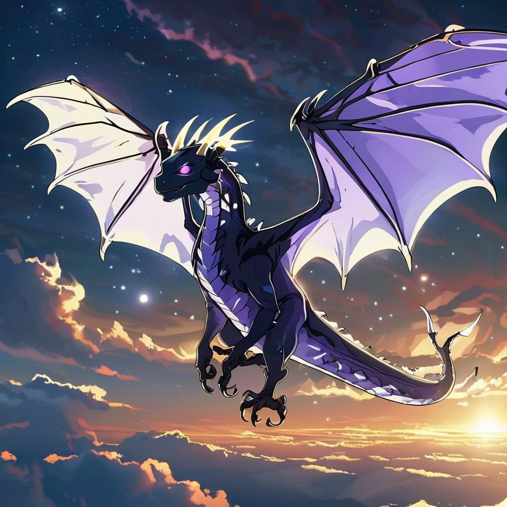 Eclipse Wyvern is a majestic dragon with a sleek and streamlined appearance. It has two legs and wings. It has a predominantly dark blue body with parts of its form adorned in shades of purple and black. Its scales give off a subtle almost ethereal glow hinting at its connection to celestial and mystical forces.
The wyvern has a long sinuous neck and a pair of broad wings that resemble those of a bat with semi-transparent wing membranes that shimmer with a faint otherworldly light. Its eyes are a piercing luminescent white exuding intelligence and an aura of mystery.
The dragon's claws and talons are sharp and menacing while its tail tapers to a pointed end adding to its agile and predatory look. Along its spine and the edges of its wings there are patterns that mimic the appearance of starry constellations giving the impression that the wyvern is a creature born from the night sky.
To complete the mystical appearance Eclipse Wyvern often has an aura around it a mix of shadowy and glowing effects that make it look like it is partly materialized from the twilight between day and night.
full body, wyvern is facing a viewer, super high resolutions, best quality, masterpiece, easynegative