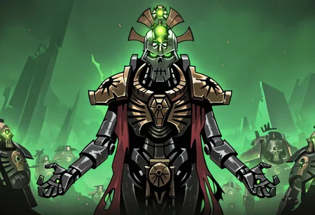 masterpiece, best quality, <break> , solo, 1other, (((necron))), (((glowing))), (((robot))), ((armor)), (((green eyes))), ((warhammer 40000))),
looking at viewer, standing,
(((vanripper))),
<lora:VanripperIllustriousXL_byKonan:1>