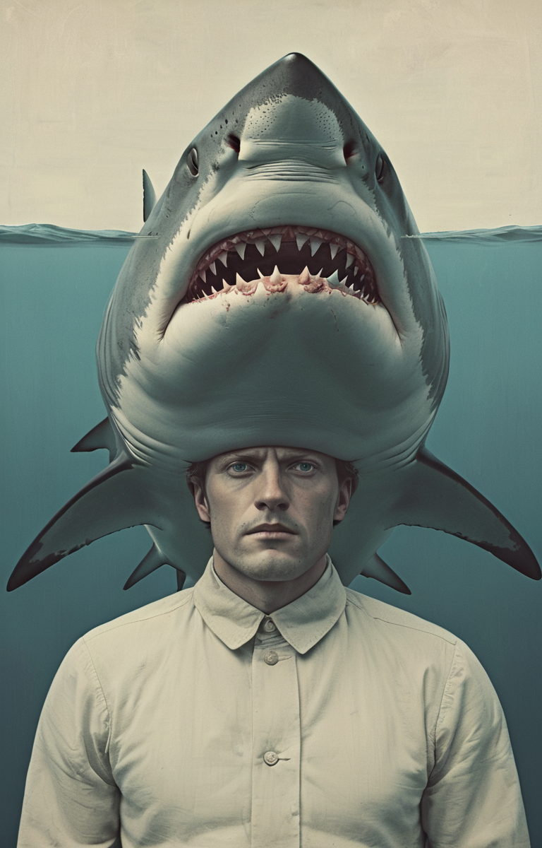 masterpiece,best quality,<lora:tbh336-sdxl:0.6>,illustration,style of massive Swedish shark portrait of noble man