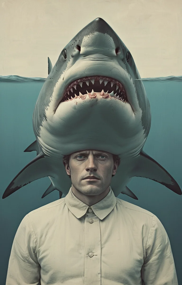 masterpiece,best quality,<lora:tbh336-sdxl:0.6>,illustration,style of massive Swedish shark portrait of noble man