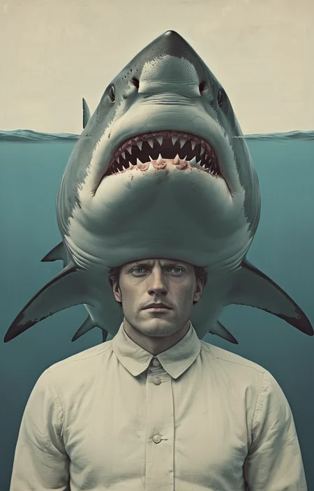 masterpiece,best quality,<lora:tbh336-sdxl:0.6>,illustration,style of massive Swedish shark portrait of noble man