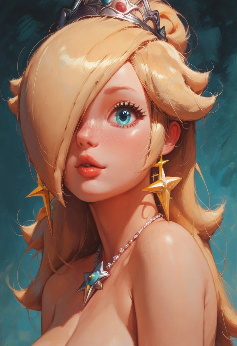 score_9, score_8_up, score_8, score_9, score_8_up, score_8, highres, solo, cute girl, 35 years old girl,bride,
hair updo, blonde hair, bangs haircut, big eyes, cute face, beautiful face, pretty face, freckles, putting on red lipstick, doing her makeup, looking at viewer, face focus, natural large breasts, glowing, neon, norman rockwell style, oil painting, (((princess rosalina:1.5)))