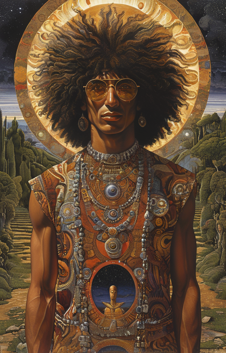 masterpiece,best quality,<lora:tbh376-sdxl:0.6>,illustration,style of Mati Klarwein, portrait of noble man