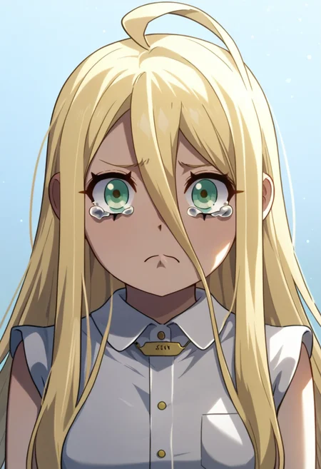 score_9, score_8_up, score_7_up, , <lora:add-detail-xl:3>,
BREAK
<lora:peri:0.8>, peri, green eyes, blonde hair, long hair, hair between eyes, ahoge, white dress, 
BREAK
solo, tears, frown,