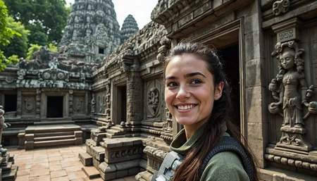 {"T5": ",A highly detailed, hyperrealistic photograph of a Rebel starfighter pilot from Star Wars, with a happy expression, wearing a modest outfit covered from shoulder to ankle, standing in front of the ancient Angkor Wat temple, camera capturing the intricate stone carvings, jungle vines reclaiming the structures, and a guidebook in hand identifying mythological scenes, the pilot's face is filled with wonder, eyes wide with excitement, skin texture and facial features are extremely detailed, the pilot's hair is tied back, revealing a few loose strands framing the face, the background is a mix of lush green jungle and ancient temple ruins, with the camera capturing the scene from a low angle, looking up at the pilot and the temple, the composition follows the rule of thirds, with the pilot placed off-center, and the temple's intricate carvings and jungle vines filling the rest of the frame,", "CLIP-L": ",Rebel starfighter pilot, happy expression, Angkor Wat temple, stone carvings, jungle vines, guidebook, mythological scenes, hyperrealistic, highly detailed, modest outfit, ancient ruins, lush green jungle, low angle, rule of thirds composition,"}
<lora:Rebel_Starfighter_Pilot_-_Star_Wars_Flux:0.85>