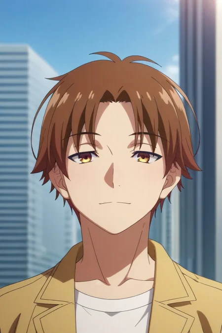 score_9, score_8_up, score_7_up, source_anime, rating_safe, , anime screencap, , official style, looking at viewer, depth of field, 1boy, solo, male focus, <lora:kiyotaka_ayanokouji_pony:1>, kiyotaka_ayanokouji, brown hair, brown eyes, short hair, bangs, parted bangs, from afar, full body, tokyo tower, dark, leaning back, half-closed eyes, smile, , <lora:sdxl_lightning_8step_lora:1>