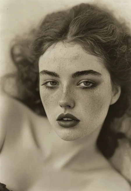 (Soft Lighting Photography by Mimoza Veliu and Mario Giacomelli:1.2), NSFW, hyperrealistic art A mesmerizing portrait capturing the essence of timeless beauty ---- She was pale all over, white as linen, with long lashes, and her eyes seemed black because of the shadows beneath them; her mouth was a small, tight rose, wet with dew, and her neck rose from her bodice like a lily on its stem. Red clothes, She gave off an air of purity that was sensuous in its effect, a charm that seemed part of her and of the air around her French rural year 1857, sexy, dynamic poses,