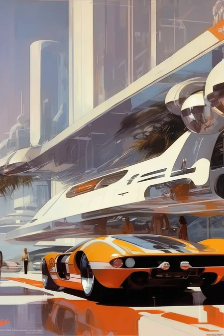 <lora:Syd Mead Style:1>Syd Mead Style - Ford GT40 futuristic Syd Mead
