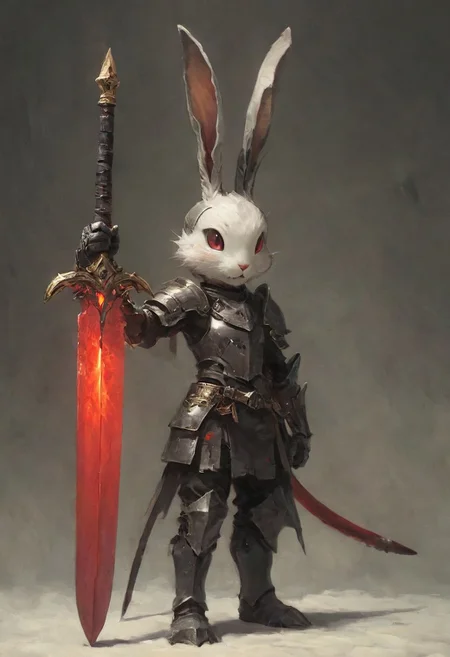 Cute Animals page: A captivating photograph featuring Kuromi, the endearing rabbit from Sanrio with black jespers hat, reimagined as a weathered Chibi Knight ral-plsy plush figure. She is a white rabbit-like creature, wearing a black jester's hat with a pink skull on the front and a black "imp" tail in the place of a normal rabbit's tail. Kuromi's appearance also looks similar to that of classic cartoon characters from the 1920s and 1930s. Its ancient stone form is adorned with glass eyes and a giant mystical ethereal translucent dark-red sword, a creation from the visionary Junji Ito. This masterpiece exudes detailed artistry and is captured in HD, RAW image, showcasing top-tier craftsmanship.
Bask in the atmospheric lighting and cinematic composition, with a complex interplay of multiple subjects. This 4K HDR image bursts with vibrancy and intricate detail, captured through the lens of a Leica Q2 with a Summilux 35mm f/1.2 ASPH. The ultra-high resolution and rich textures bring every facet to life, from the hyper-detailed eyes to the elaborate background.
Admire the dramatic angles and epic composition, all rendered in hyperrealistic glory. This high-quality, 8K RAW photograph is the epitome of visual excellence, making it a perfect wallpaper for those who appreciate the fusion of ancient mystique and sweet charm.