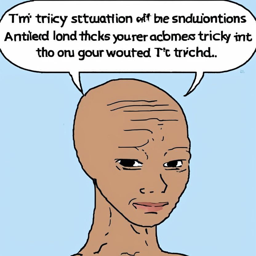 meme of tricky situation, <lora:Memetic:1>