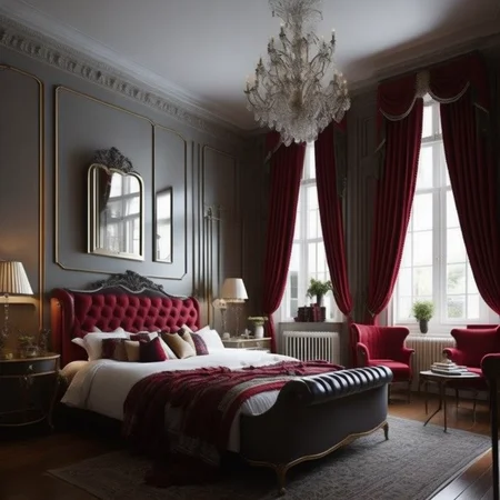 <lyco:English_style_interior_design_Sa_May:1.0> British style bedroom