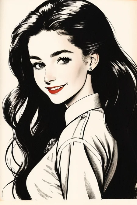 drawing of a beautiful woman with long hair, beautiful smiling by youwillgotothemoon3
trending on artstation,award winning,highly detailed,intricate,masterpiece,best quality,
