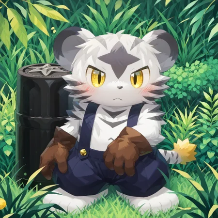 score_9, score_8_up, score_7_up, zPDXL3, ((((sdgs4by zuppu11)))), sichiseki (kemokami), 1boy, furry, kemono, cute, solo, blushing